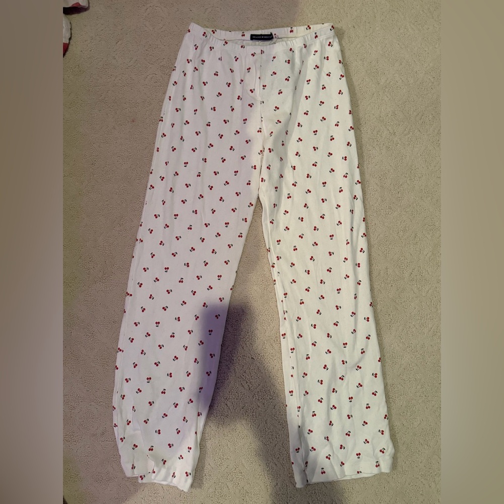 Brandy Melville White Cherry Print Pants